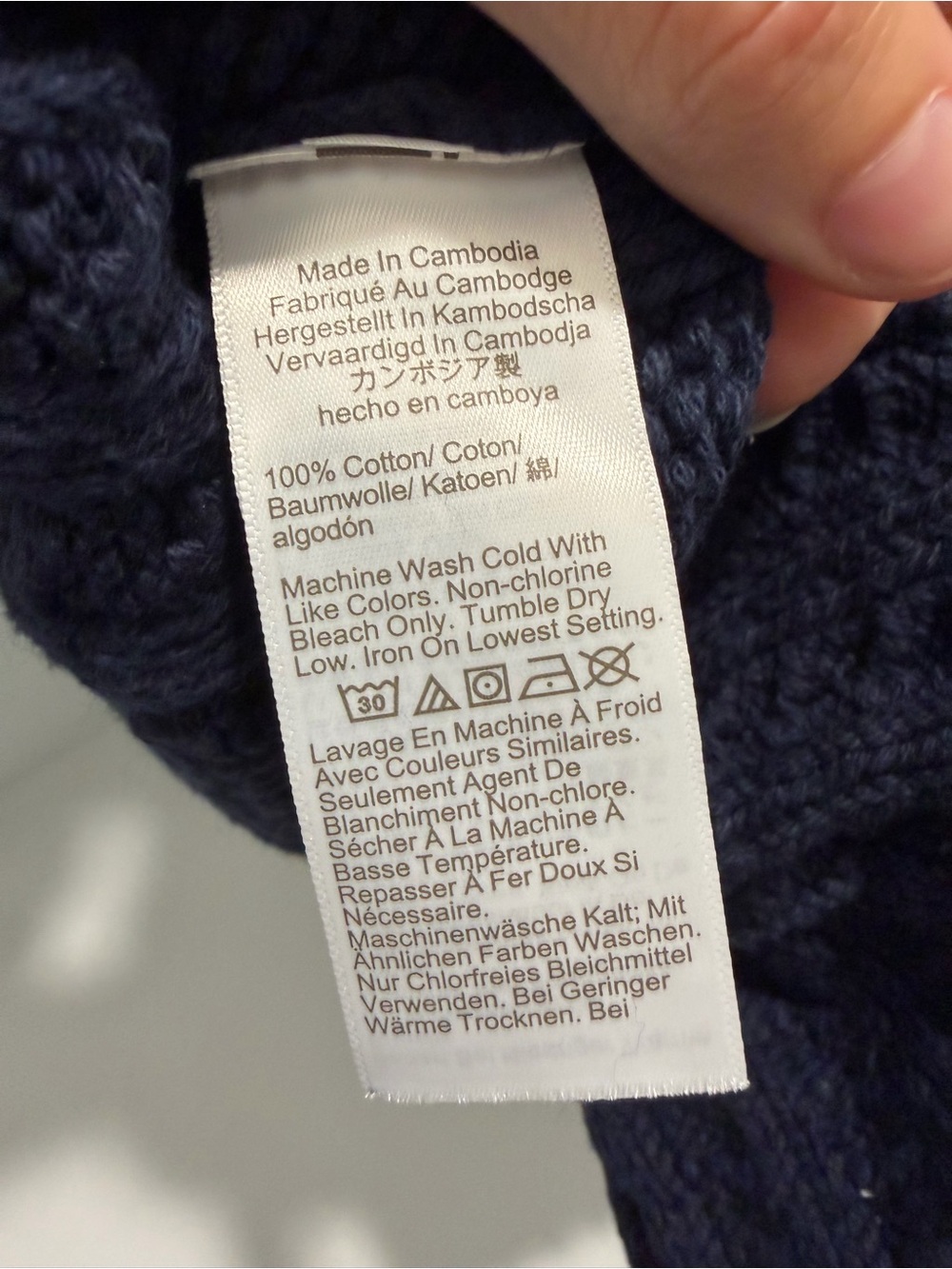 NEW J.CREW Cable-knit Crewneck Sweater Size XS Navy CN860 100% cotton - Picture 10 of 10